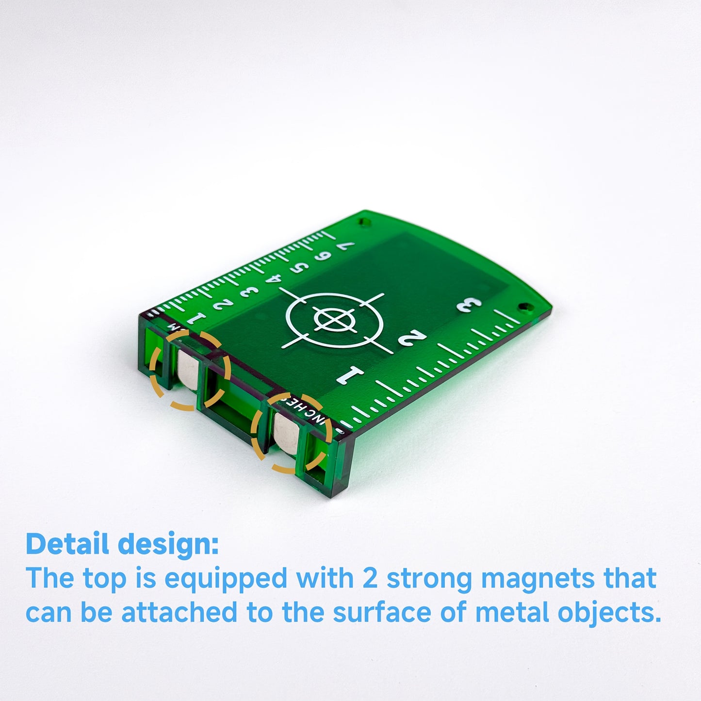 Laser Target | Laser Level Magnetic Target | Laser Level Accessories | Reflective Board with Green and Red Light | Top with Magnet, Adhesive to Metal Steel Surface | Centimeter and Inch Scale Markings | DIY Tool, Suitable for