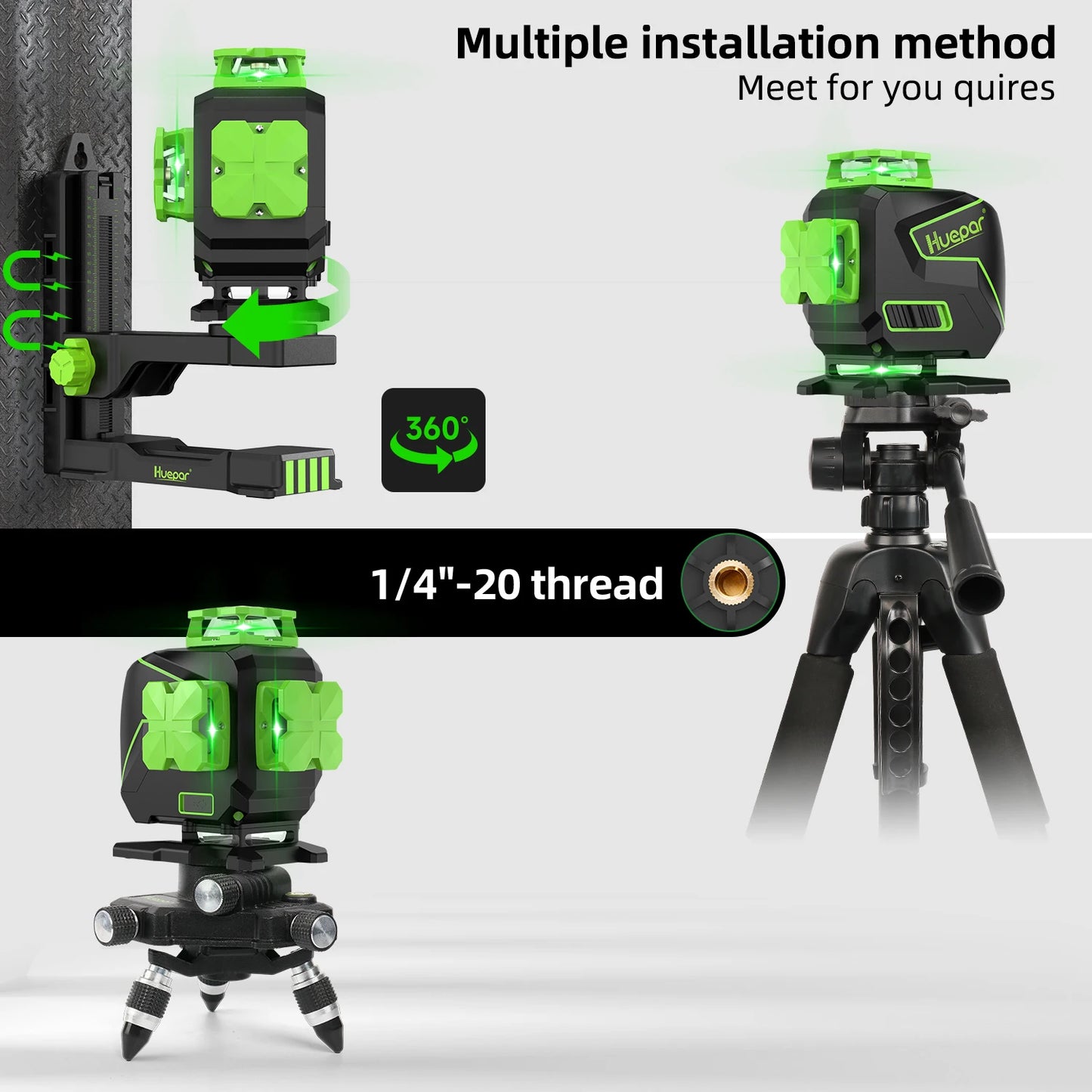 Nível a Laser Huepar S04CG-LC — 16 Linhas 4D com Detector e Tripé