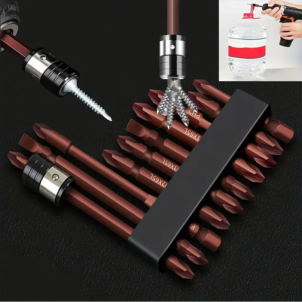 Kit 10pcs Bits de Broca Magnéticos para Parafusadeira – S2 Aço Liga, Design Anti-Derrapante e Dentes Finos