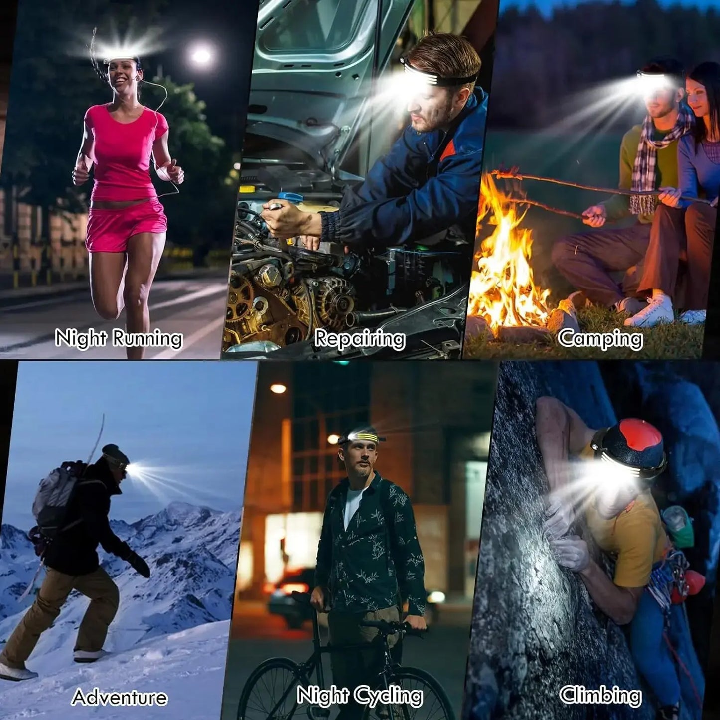 Headlamp LED com Iluminação de 230° – Super Brilhante, Sensor de Movimento e Recarregável via USB-C