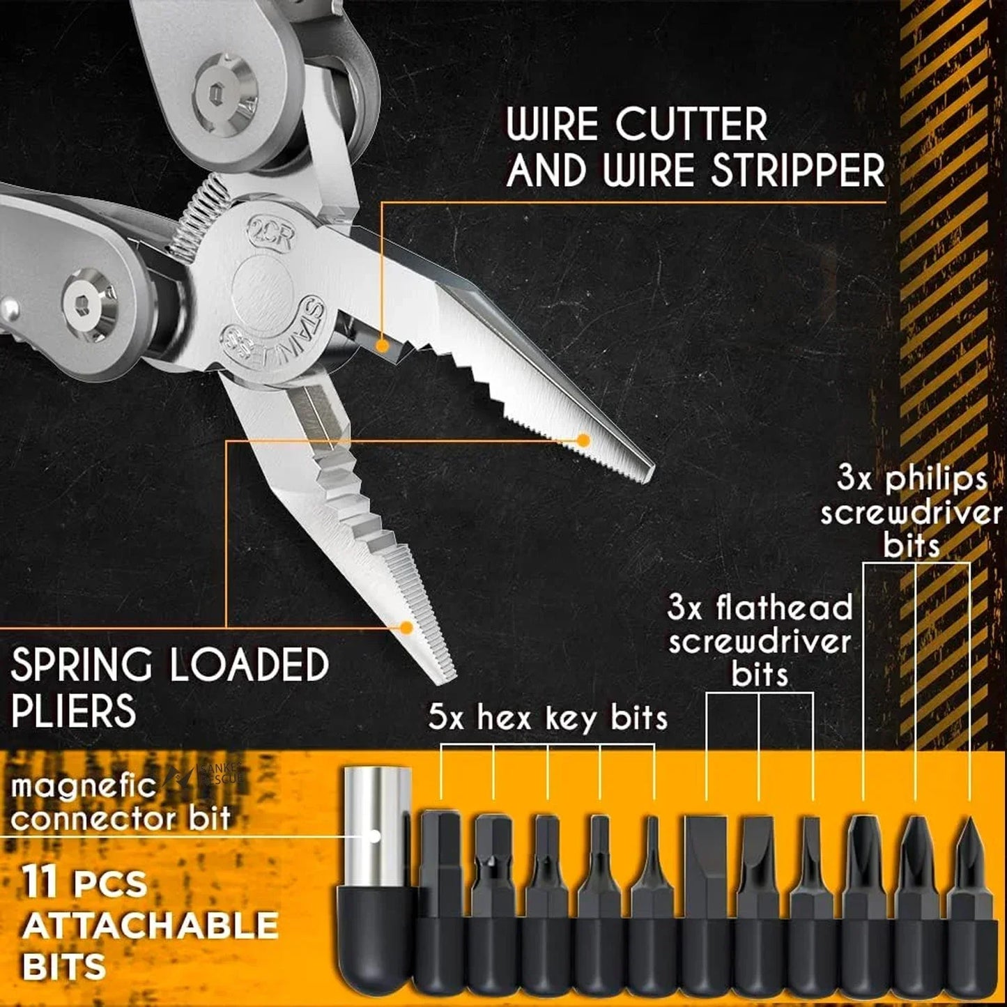 24 in 1 Multifunctional Universal Diagonal Pliers Hardware Wire Cutters Professional Anti Slip Durable Repair Tools