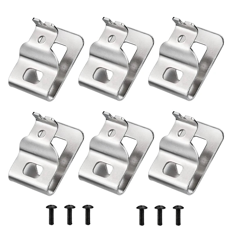 Kit com 6 Ganchos de Cinto Inox para Furadeiras Dewalt 20V – Fixação Rápida e Segura!