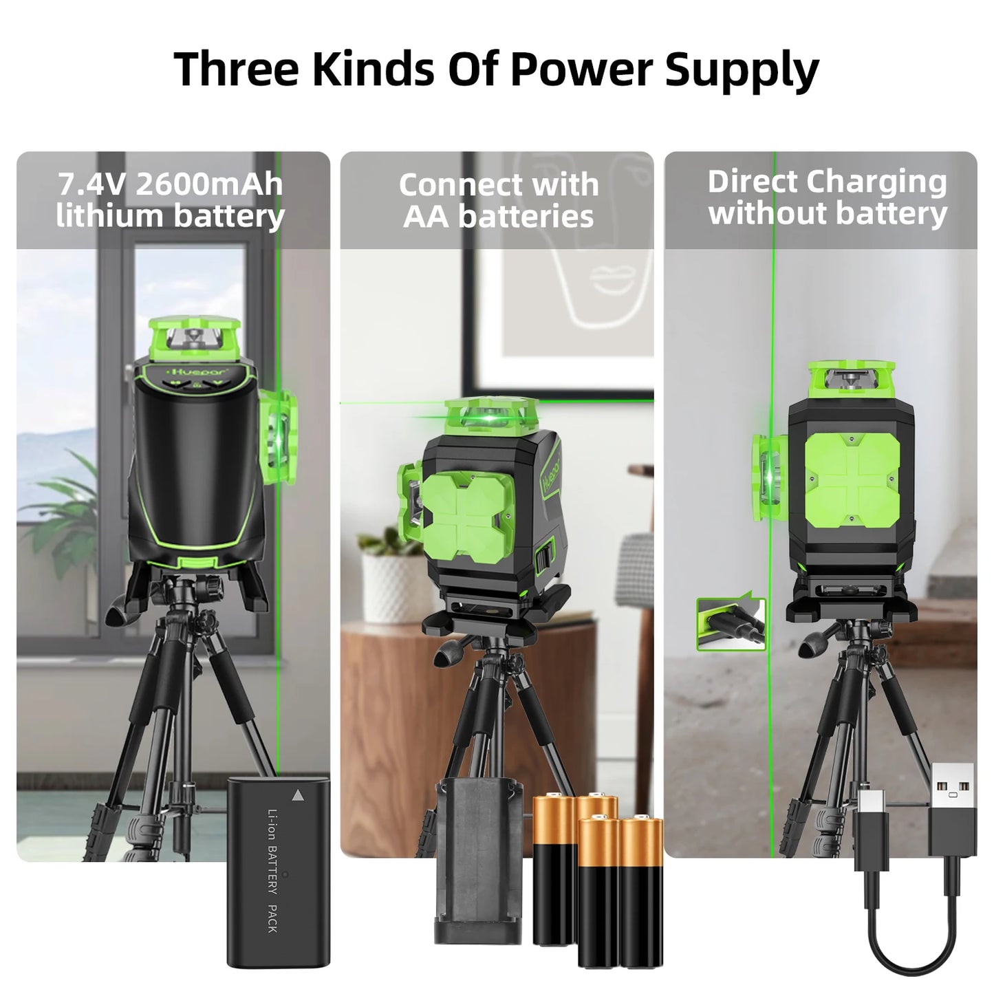 Nível a Laser Huepar S04CG-LC — 16 Linhas 4D com Detector e Tripé