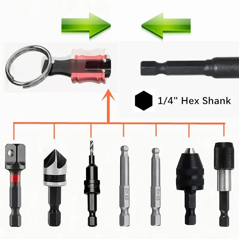 Chaveiro Porta-Bits 1/4" (Kit com 6 unidades) – Troca Rápida e Segurança no Alto!