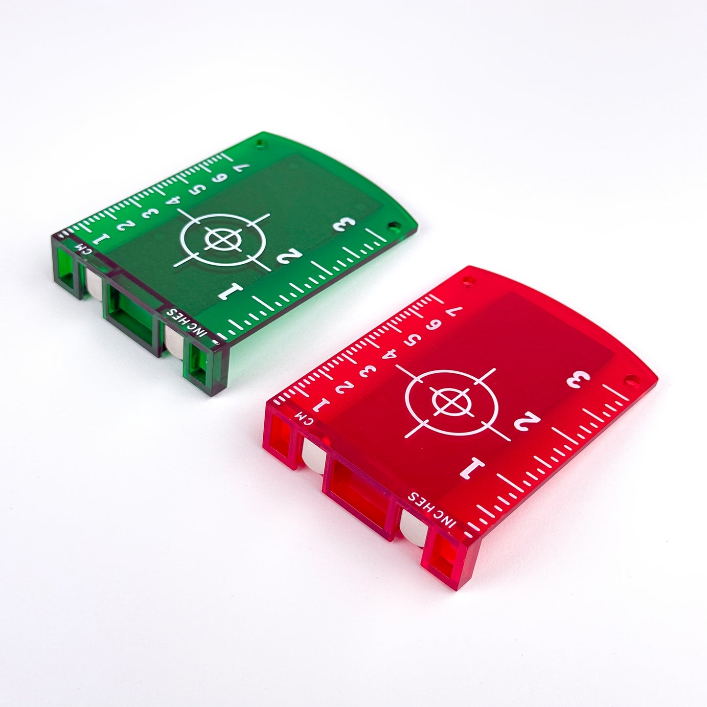 Laser Target | Laser Level Magnetic Target | Laser Level Accessories | Reflective Board with Green and Red Light | Top with Magnet, Adhesive to Metal Steel Surface | Centimeter and Inch Scale Markings | DIY Tool, Suitable for