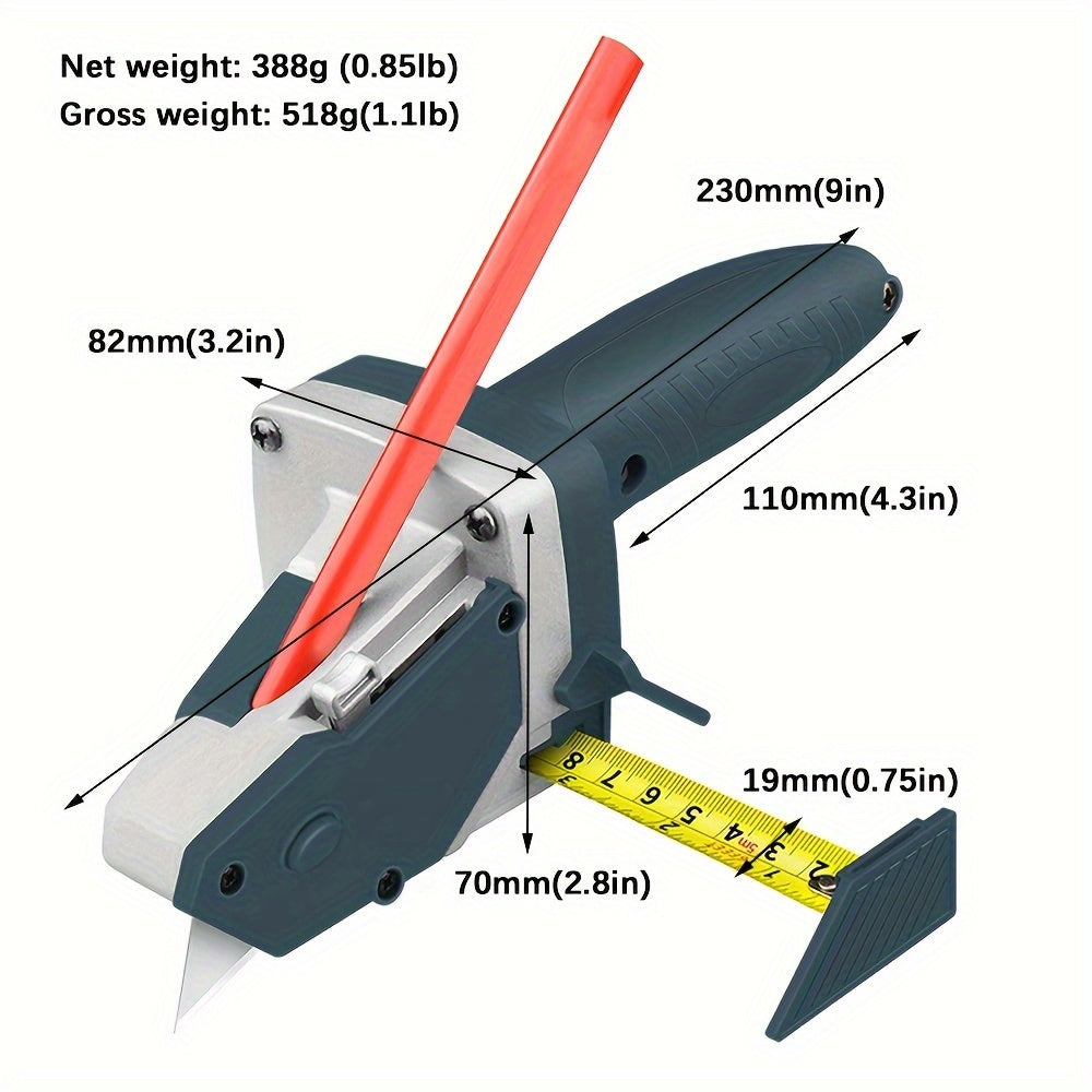 Kit Profissional Cortador Multi‑Material – Drywall Cutter com Trena 5 m, Alumínio + TPR e Lâminas para DIY e Profissionais