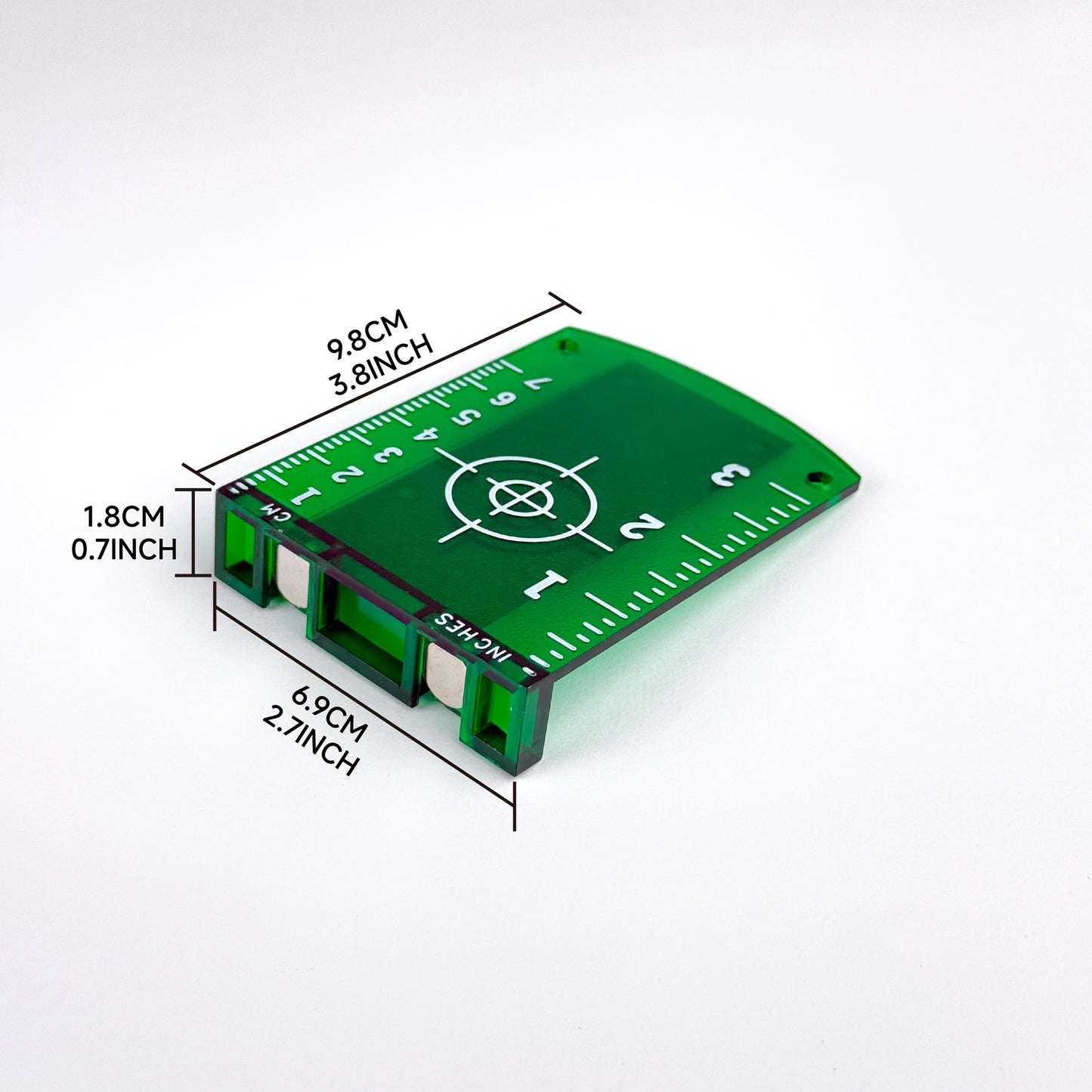 Laser Target | Laser Level Magnetic Target | Laser Level Accessories | Reflective Board with Green and Red Light | Top with Magnet, Adhesive to Metal Steel Surface | Centimeter and Inch Scale Markings | DIY Tool, Suitable for