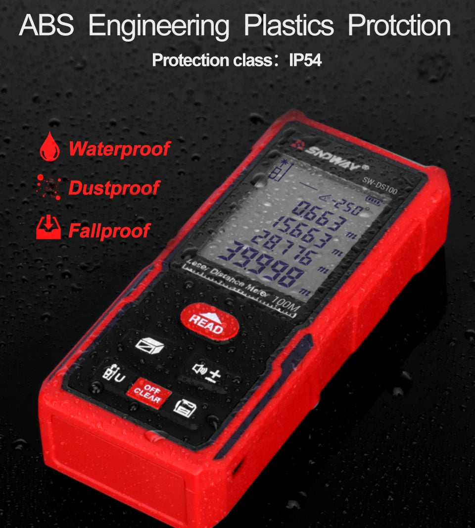 SNDWAY Laser Distance Meter 50m 70m 100m 120m Rangefinder Digital Range Finder Trena Roulette Ruler Distance Measuring Tape