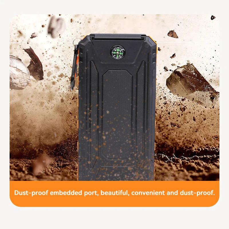 Solar Power Bank 200000mAh — Energia Portátil com Painel Solar, Lanterna e Carregador Tudo em 1