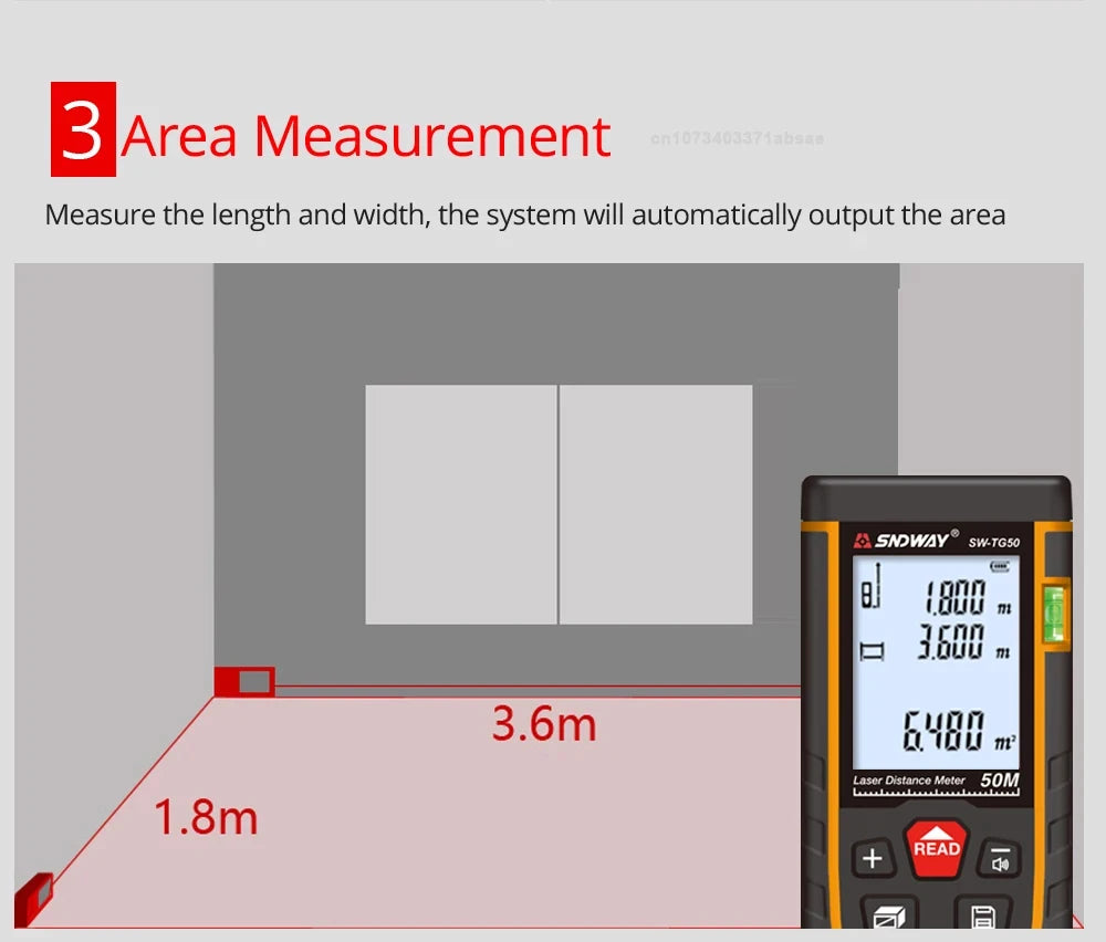 SNDWAY Laser Distance Meter 50M 70M 100M 120M Digital Tape Measure Rangefinder with Distance Area Volume Self-calibration