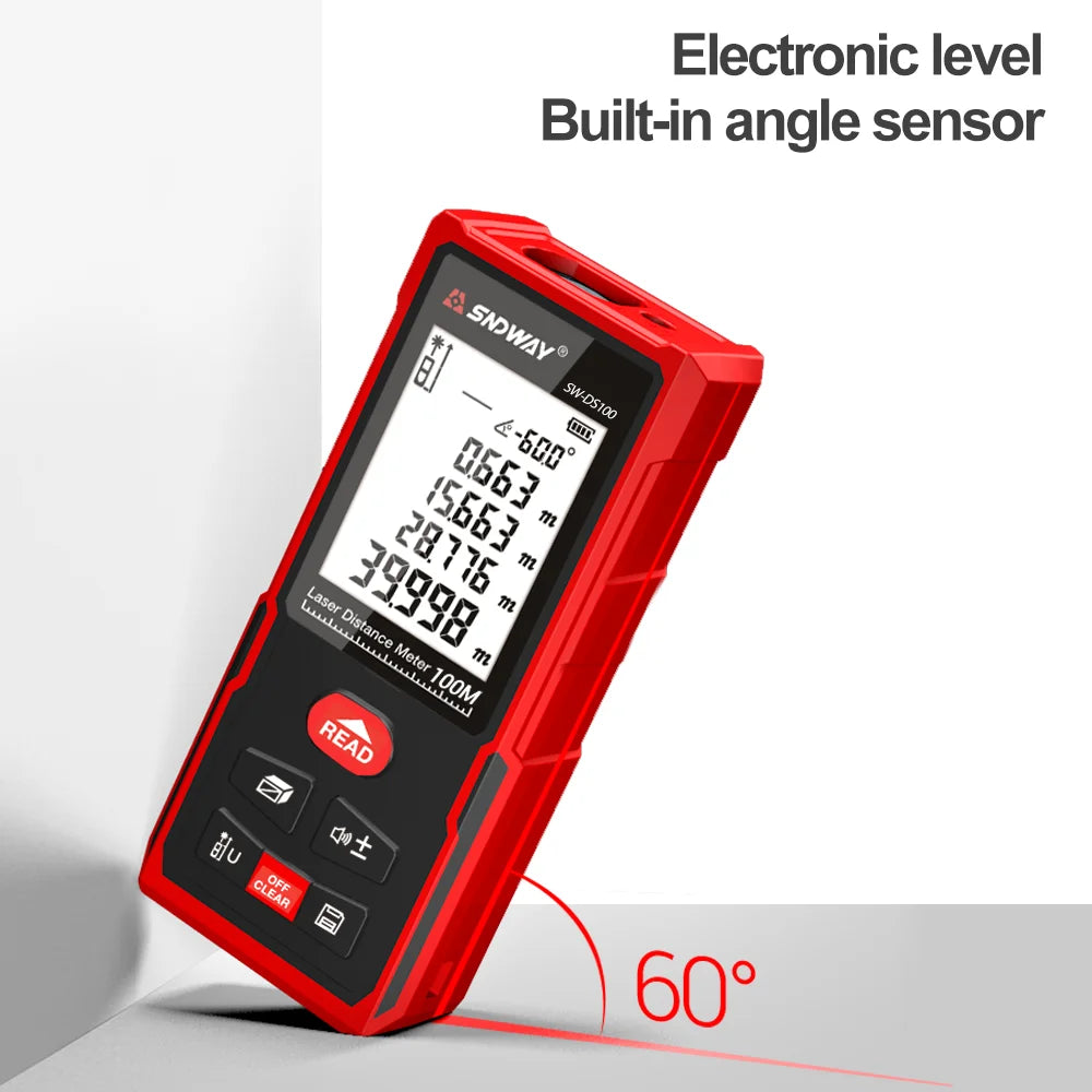 SNDWAY Laser Distance Meter 50m 70m 100m 120m Rangefinder Digital Range Finder Trena Roulette Ruler Distance Measuring Tape