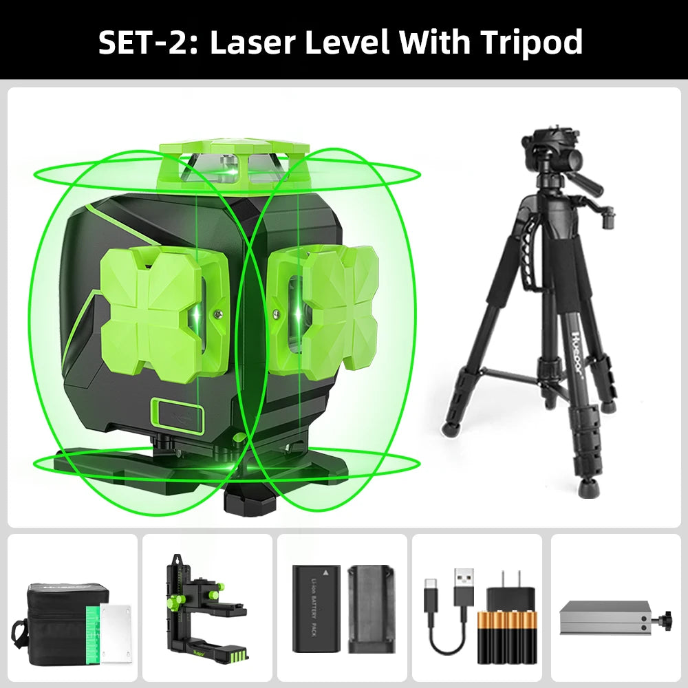 Nível a Laser Huepar S04CG-LC — 16 Linhas 4D com Detector e Tripé