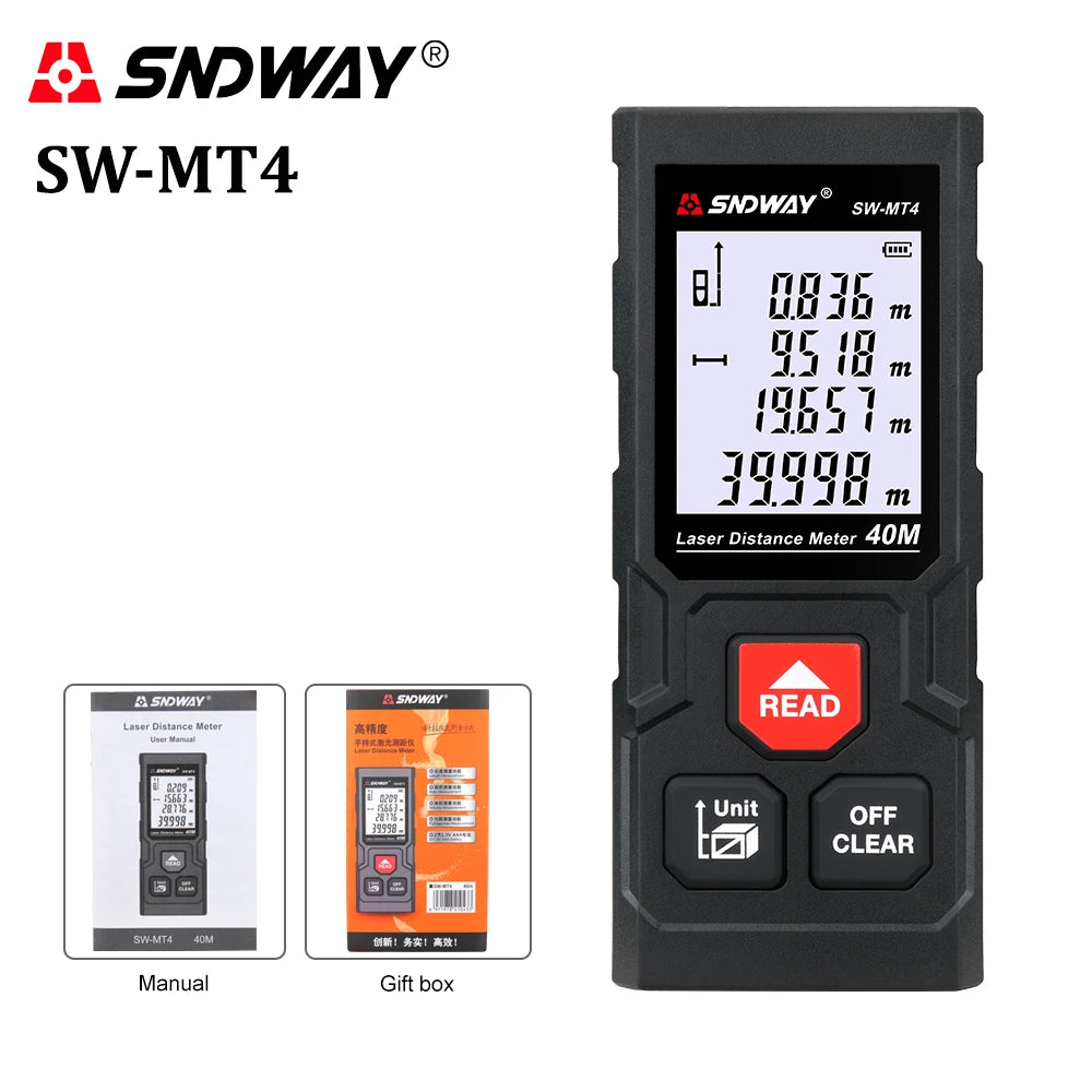 SNDWAY Laser Distance Meter 50m 70m 100m 120m Rangefinder Digital Range Finder Trena Roulette Ruler Distance Measuring Tape