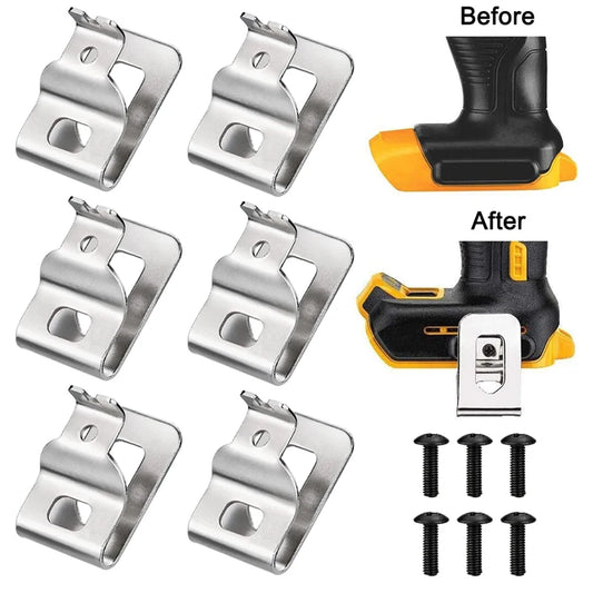 Kit com 6 Ganchos de Cinto Inox para Furadeiras Dewalt 20V – Fixação Rápida e Segura!