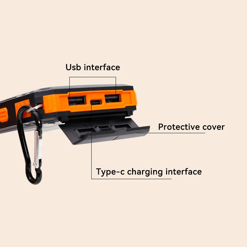 Solar Power Bank 200000mAh — Energia Portátil com Painel Solar, Lanterna e Carregador Tudo em 1