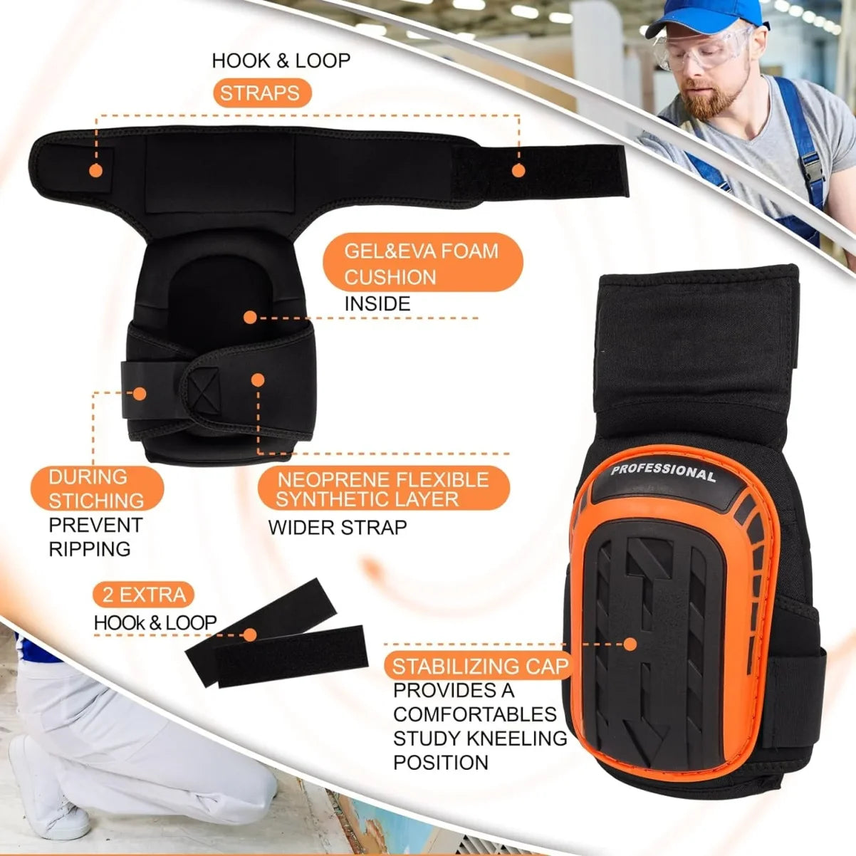 Joelheiras Resistentes com Almofada de EVA – Conforto e Proteção para Trabalho Pesado