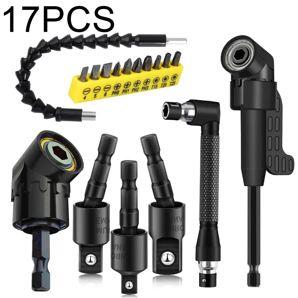 Kit Completo de Extensões e Adaptadores para Furadeira – Flexível, Rotativo e Multifuncional!