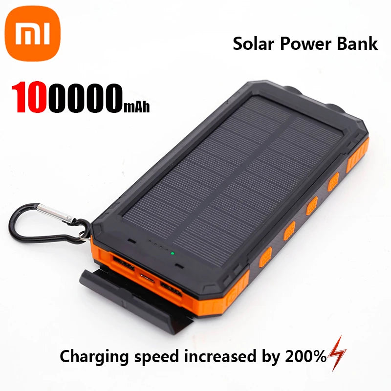 Solar Power Bank 200000mAh — Energia Portátil com Painel Solar, Lanterna e Carregador Tudo em 1