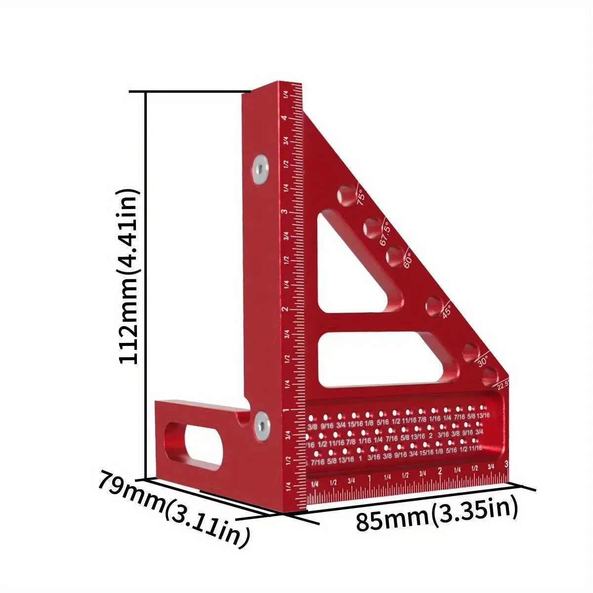 Régua 3D Multifuncional de Medição em Alumínio – Esquadro, Transferidor e Esquadro de 45°/90° para Marcenaria