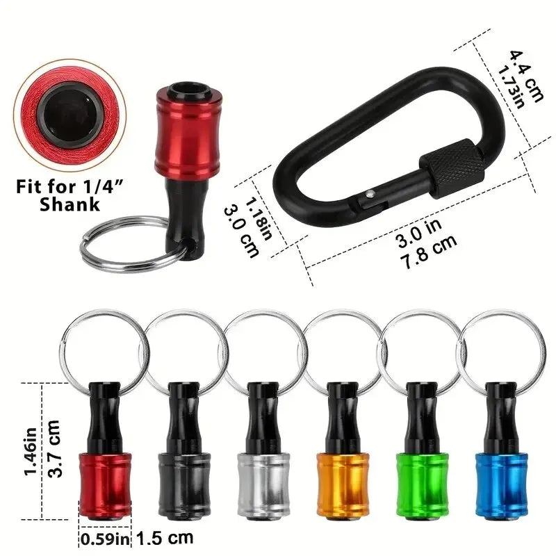 Chaveiro Porta-Bits 1/4" (Kit com 6 unidades) – Troca Rápida e Segurança no Alto!