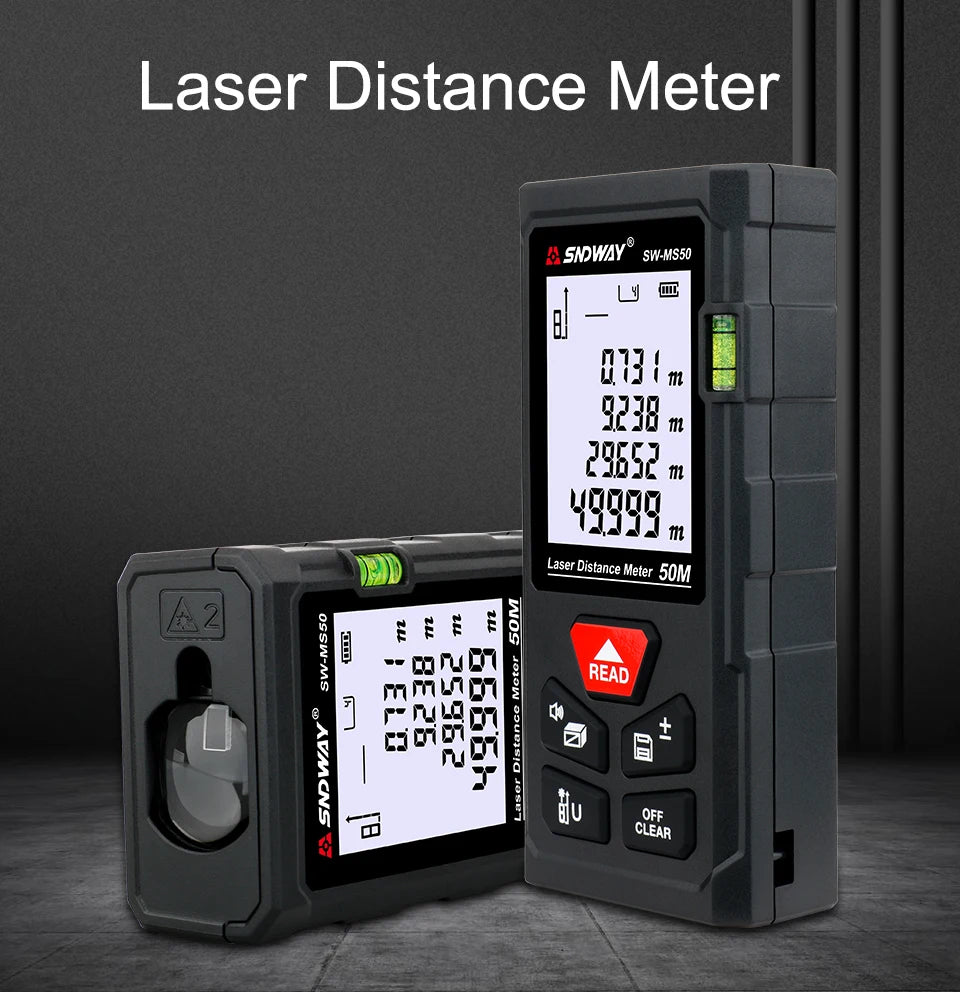 SNDWAY Laser Distance Meter 50m 70m 100m 120m Rangefinder Digital Range Finder Trena Roulette Ruler Distance Measuring Tape