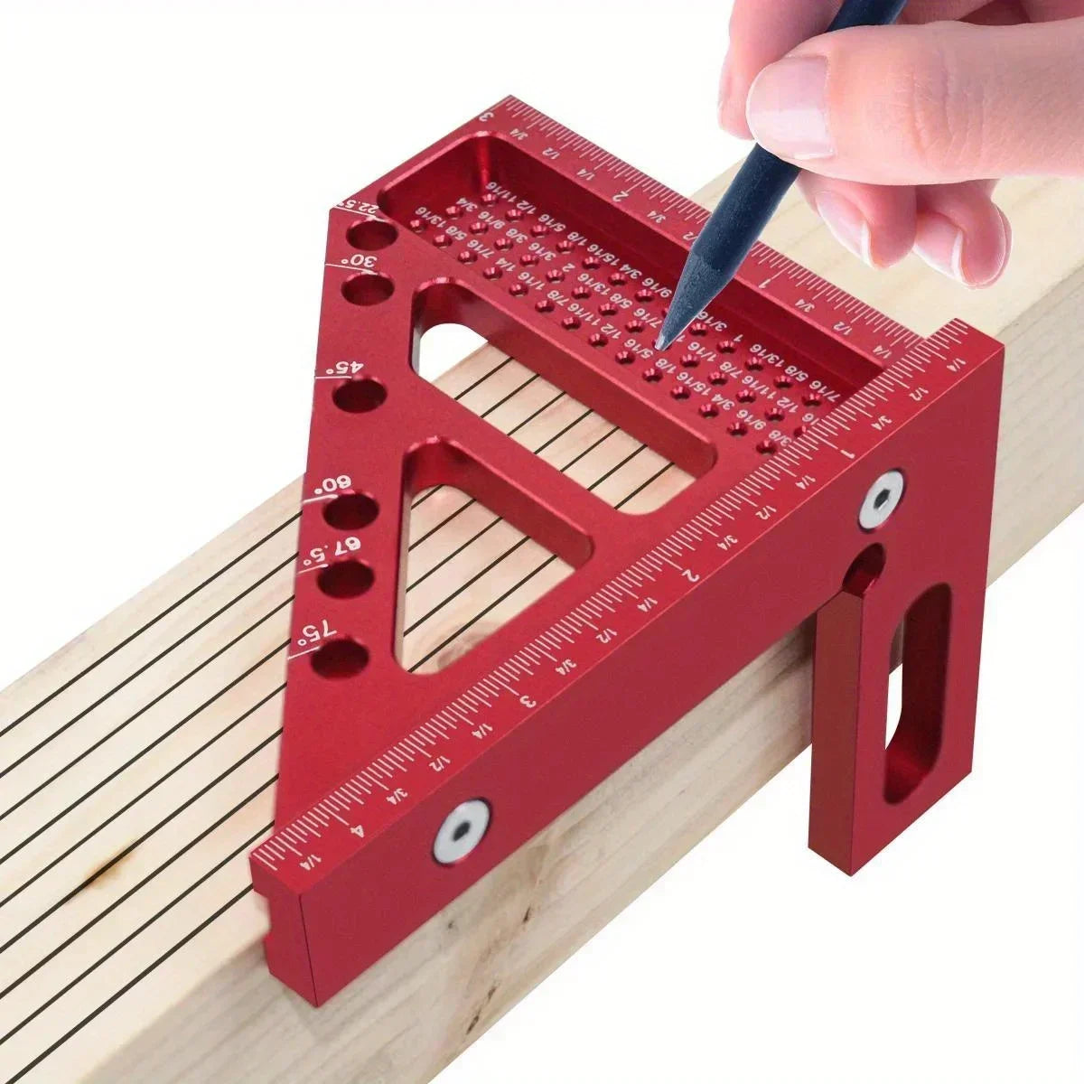 Régua 3D Multifuncional de Medição em Alumínio – Esquadro, Transferidor e Esquadro de 45°/90° para Marcenaria