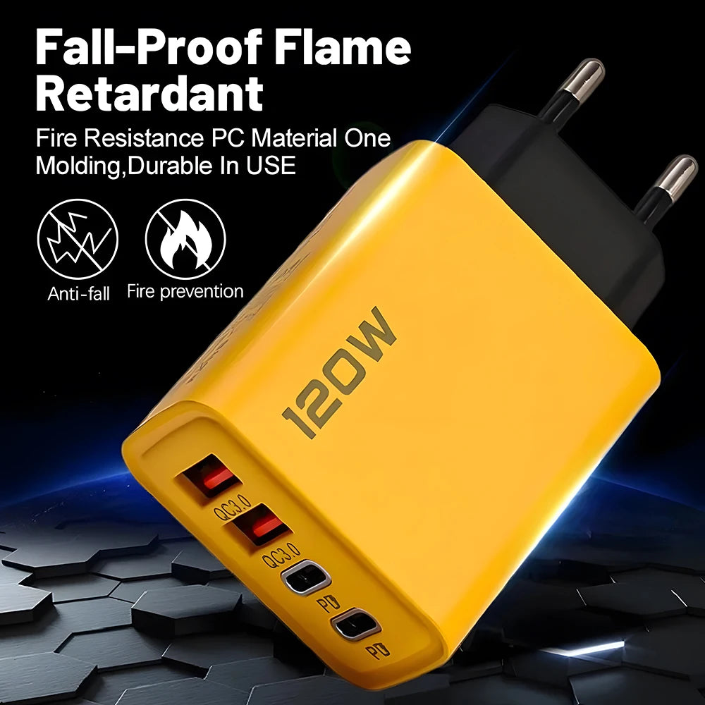 Carregador Inteligente com 4 Entradas USB – 120W de Potência, Carregamento Rápido e Seguro