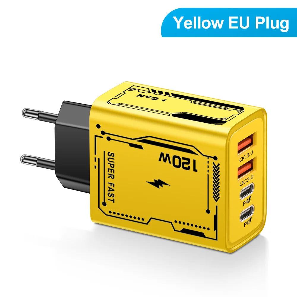 Carregador Inteligente com 4 Entradas USB – 120W de Potência, Carregamento Rápido e Seguro