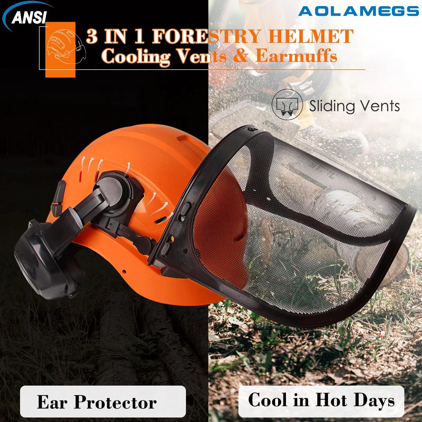 Capacete de Segurança Aolamegs com Óculos Protetores – Proteção Completa para Trabalhos Externos!