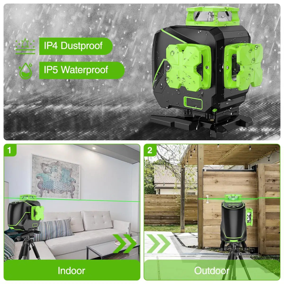 Nível a Laser Huepar S04CG-LC — 16 Linhas 4D com Detector e Tripé