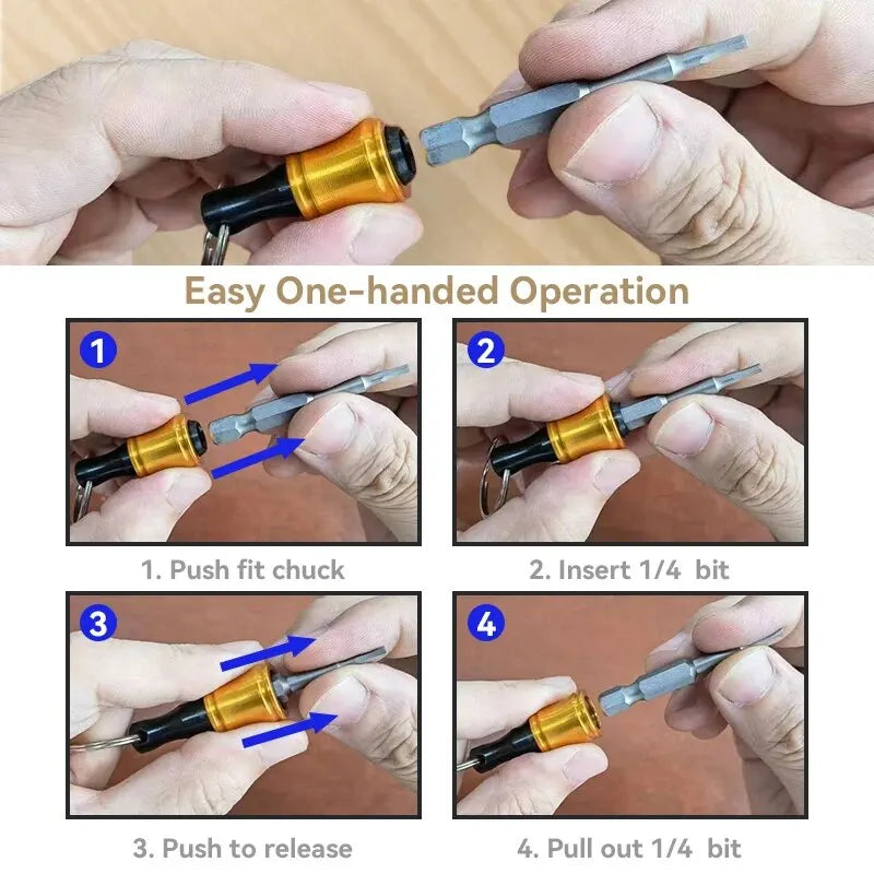 Chaveiro Porta-Bits 1/4" (Kit com 6 unidades) – Troca Rápida e Segurança no Alto!