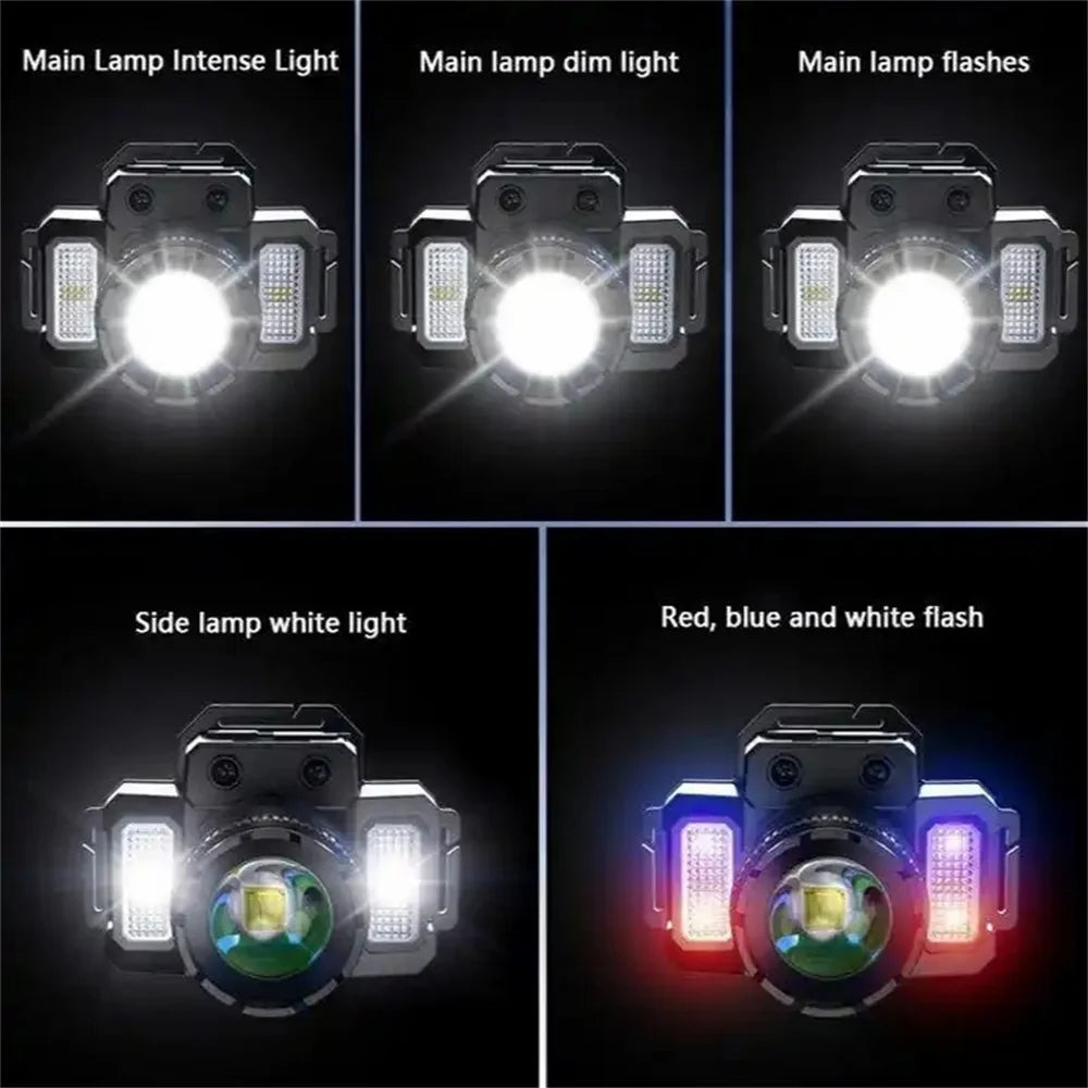 Lanterna de Cabeça LED Recarregável USB com Sensor de Movimento – Iluminação Inteligente e à Prova D’Água