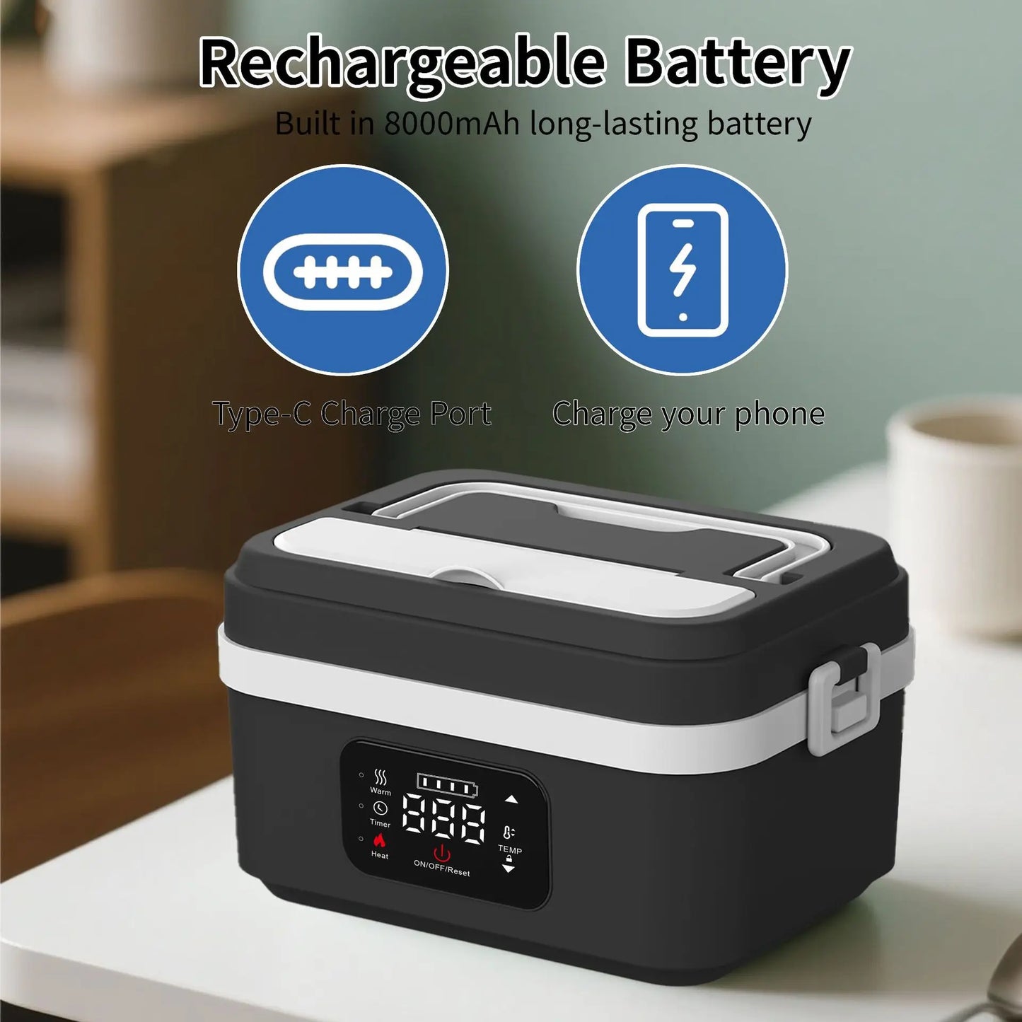 Lunch Box Elétrica Portátil 8000mAh
