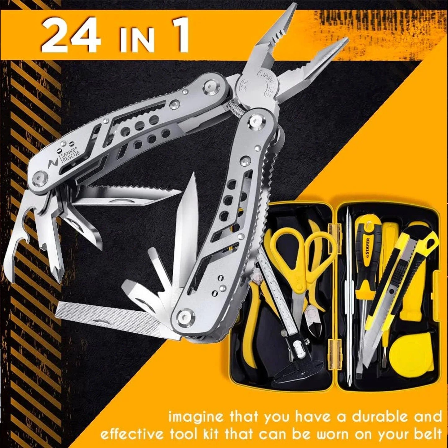24 in 1 Multifunctional Universal Diagonal Pliers Hardware Wire Cutters Professional Anti Slip Durable Repair Tools