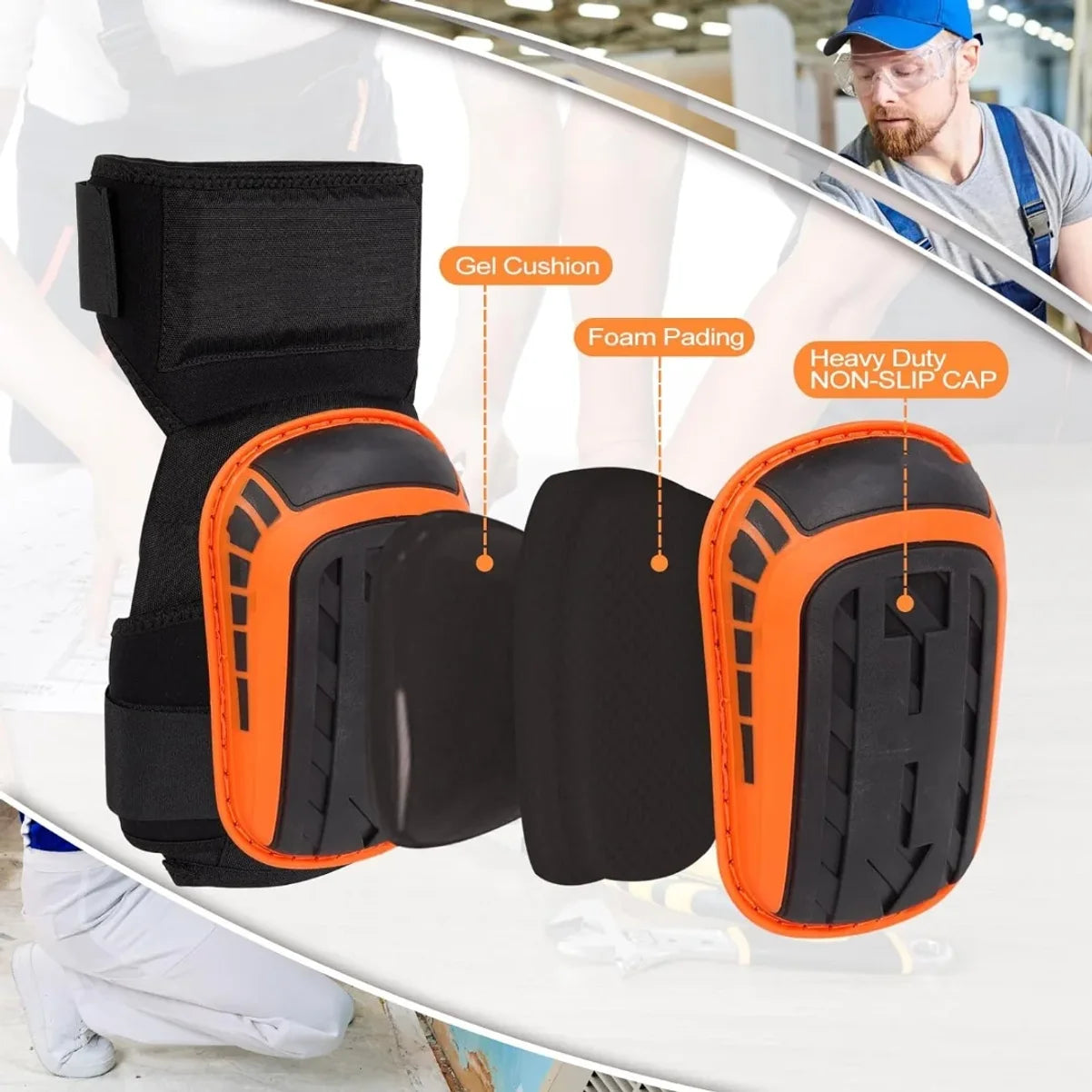 Joelheiras Resistentes com Almofada de EVA – Conforto e Proteção para Trabalho Pesado