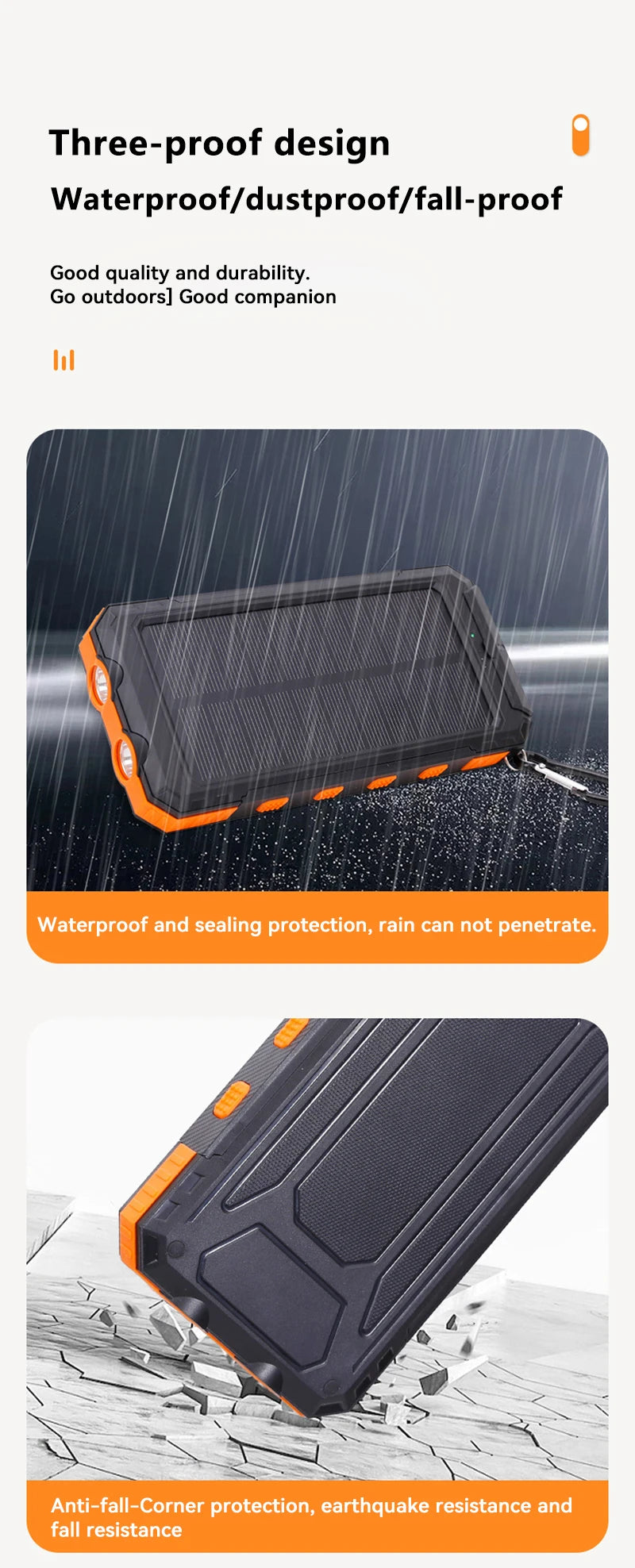 Solar Power Bank 200000mAh — Energia Portátil com Painel Solar, Lanterna e Carregador Tudo em 1