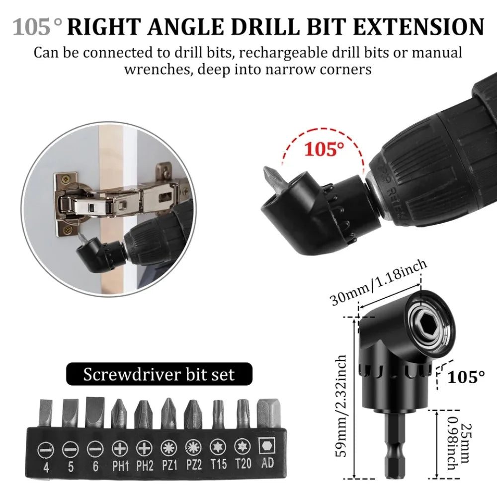 Kit Completo de Extensões e Adaptadores para Furadeira – Flexível, Rotativo e Multifuncional!