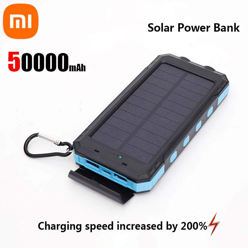 Solar Power Bank 200000mAh — Energia Portátil com Painel Solar, Lanterna e Carregador Tudo em 1