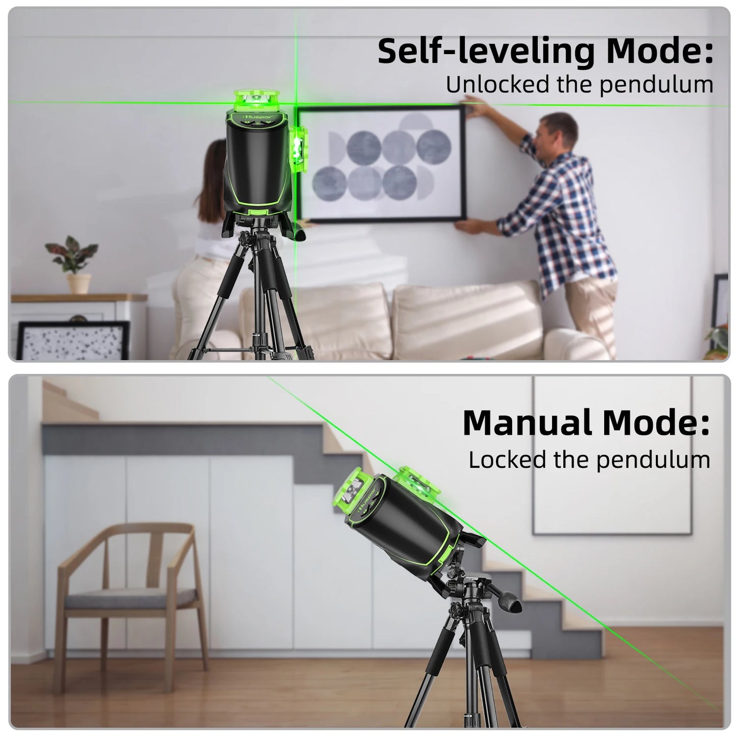 Nível a Laser Huepar S04CG-LC — 16 Linhas 4D com Detector e Tripé