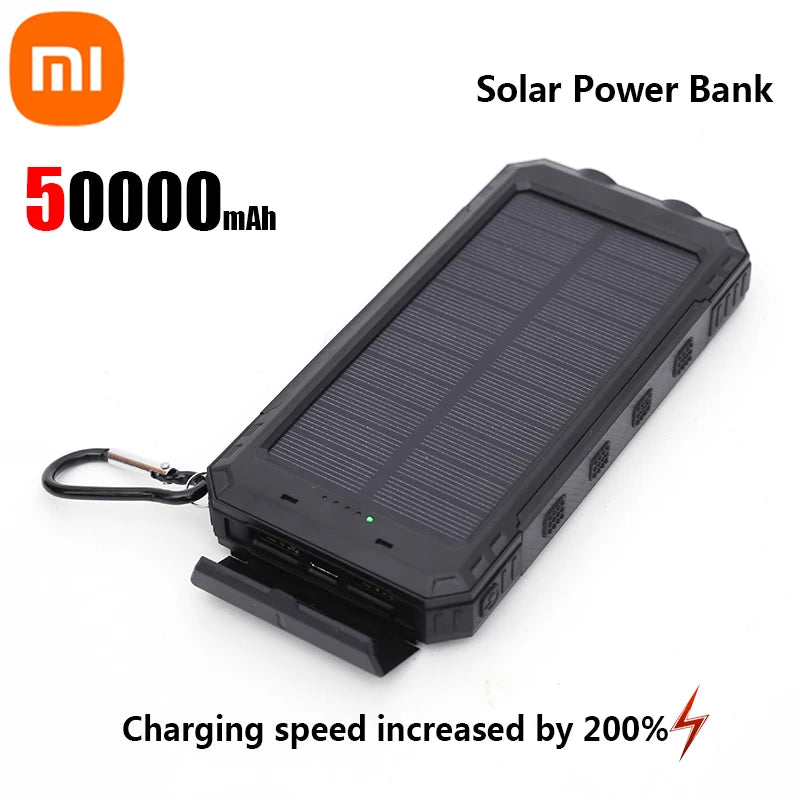 Solar Power Bank 200000mAh — Energia Portátil com Painel Solar, Lanterna e Carregador Tudo em 1