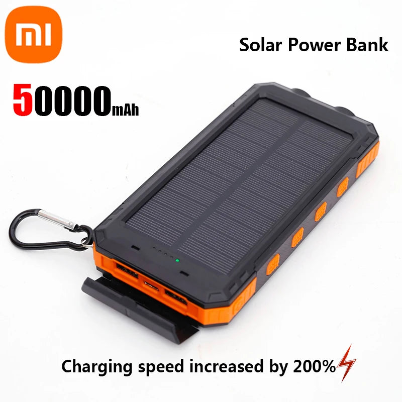 Solar Power Bank 200000mAh — Energia Portátil com Painel Solar, Lanterna e Carregador Tudo em 1