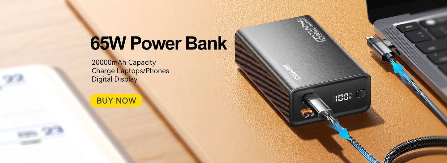 Essager Power Bank Wireless 5000mAh – Carregamento Rápido e Sem Fios em um Design Ultrafino