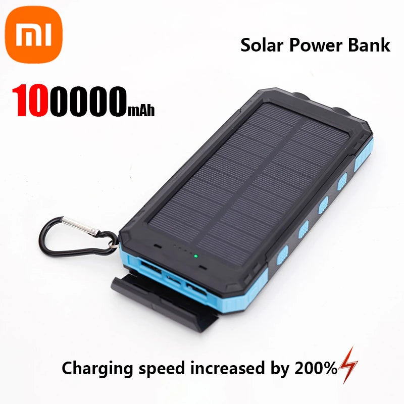 Solar Power Bank 200000mAh — Energia Portátil com Painel Solar, Lanterna e Carregador Tudo em 1