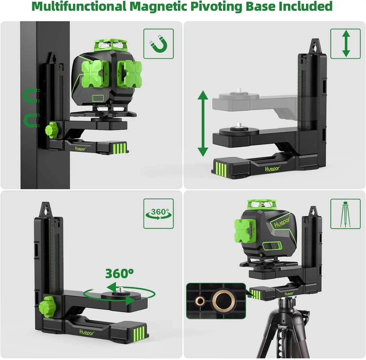Nível a Laser Huepar S04CG-LC — 16 Linhas 4D com Detector e Tripé