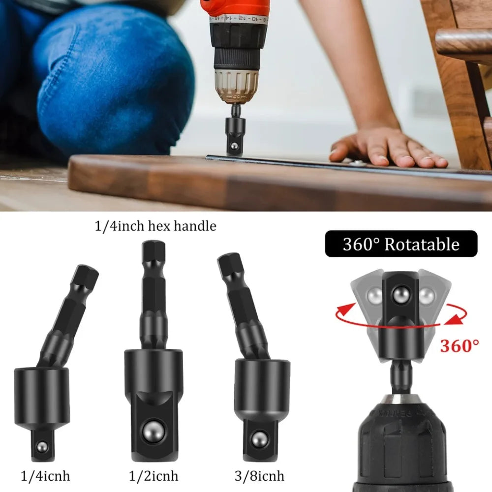 Kit Completo de Extensões e Adaptadores para Furadeira – Flexível, Rotativo e Multifuncional!