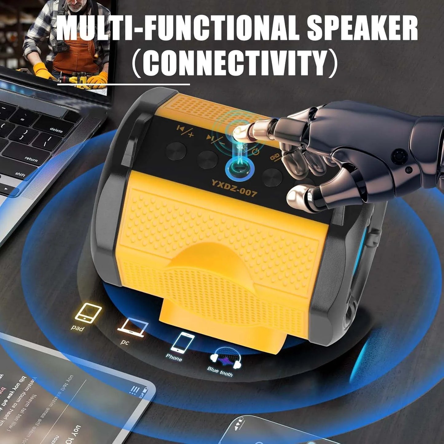 Caixa de Som Bluetooth 6D For Milwaukee/Makita/Dewalt/Bosch 18V 20V Battery With USB Type-C Port Charge Player Loudspeaker Amplifier