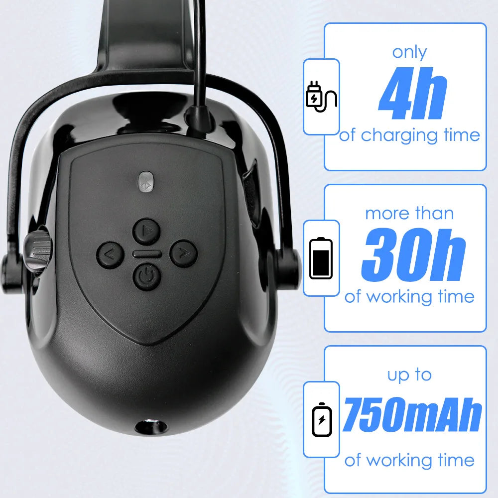 Protetor Auricular com Fone de Ouvido Bluetooth Aolamegs — Proteção e Música em Um Só Produto!