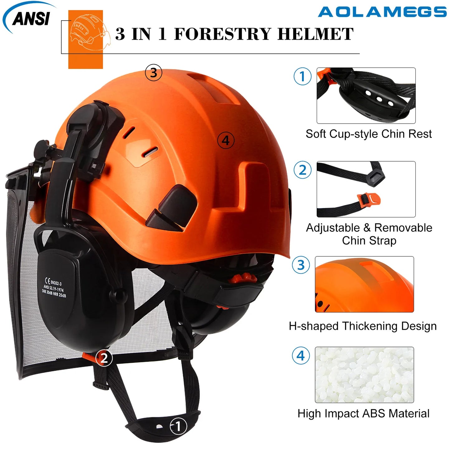 Capacete de Segurança Aolamegs com Óculos Protetores – Proteção Completa para Trabalhos Externos!