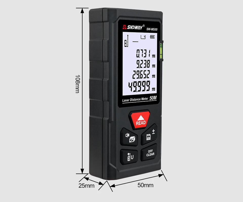 SNDWAY Laser Distance Meter 50m 70m 100m 120m Rangefinder Digital Range Finder Trena Roulette Ruler Distance Measuring Tape
