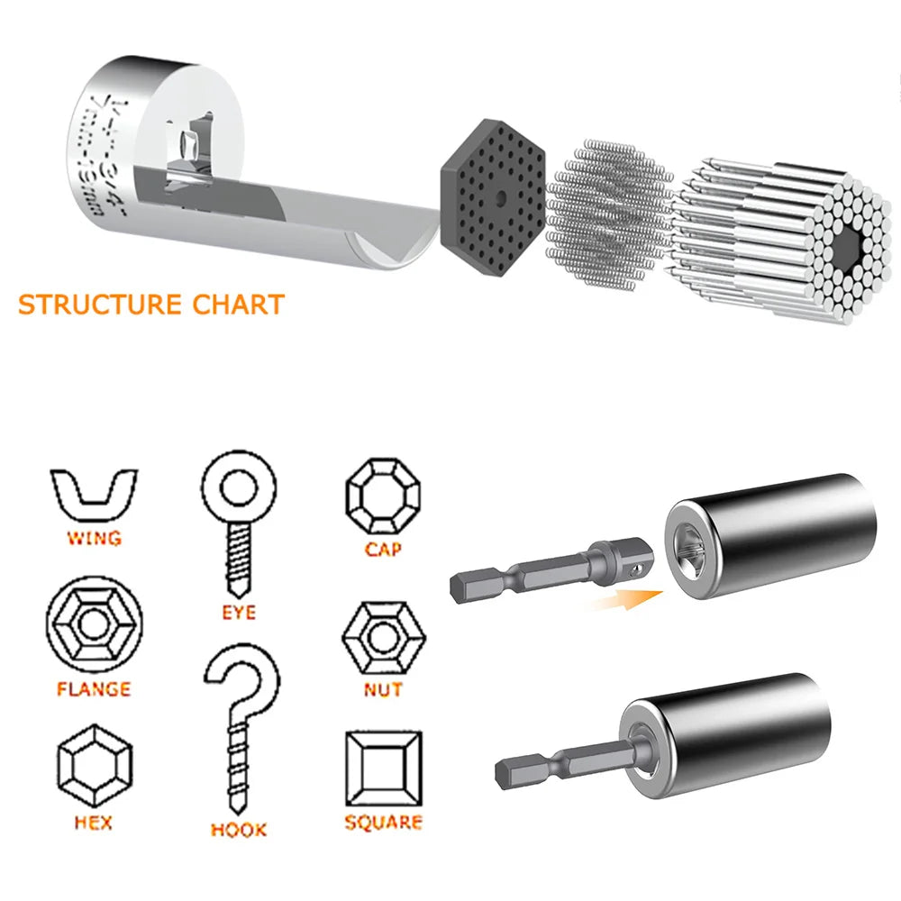 Kit Soquete Universal com Adaptador para Parafusadeira